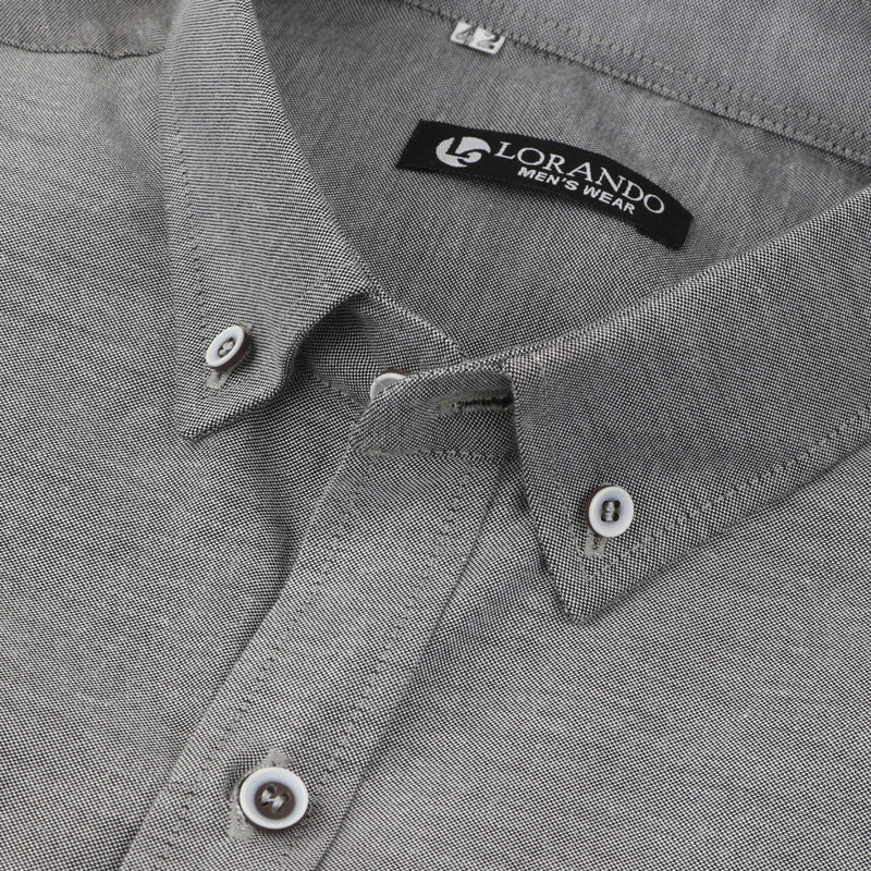 Grey Oxford Button-Down Shirt